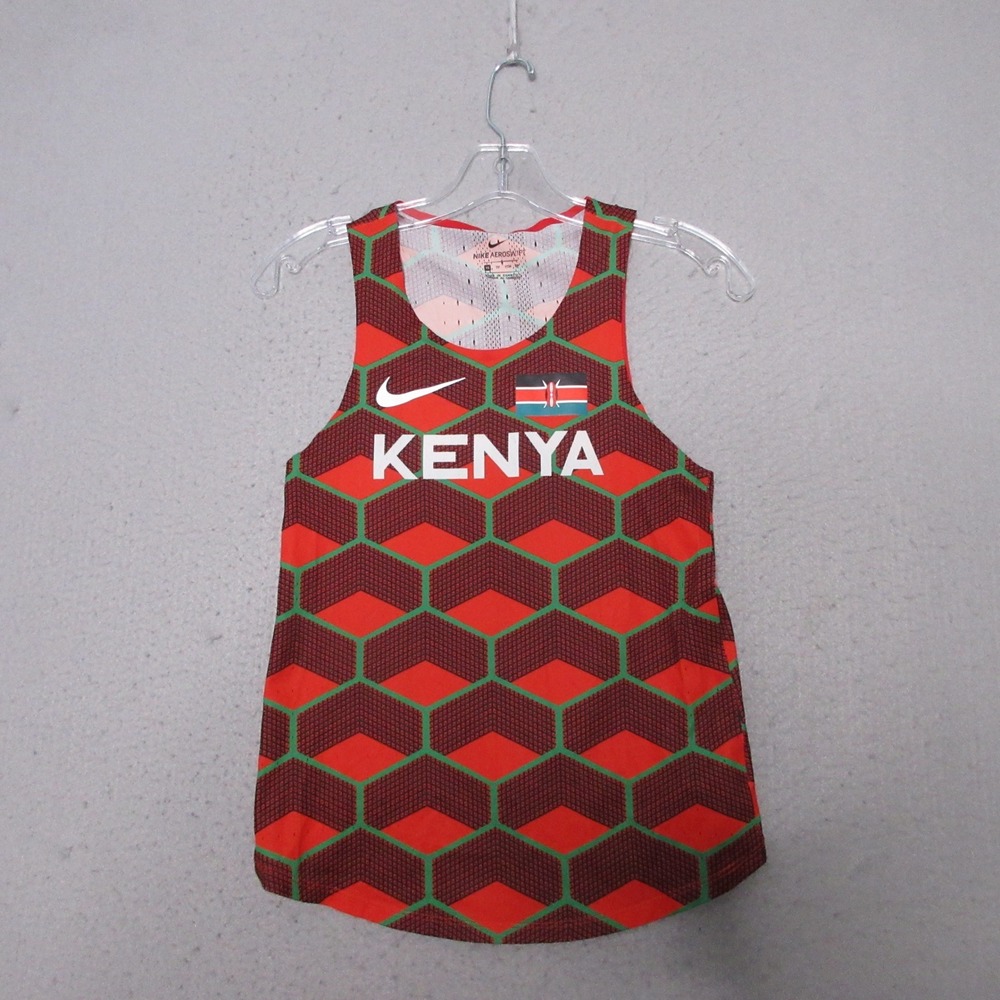 Nike Tank Top XS Aeroswift Kenya Running Singlet Red Geometric CV0371-673 Sport